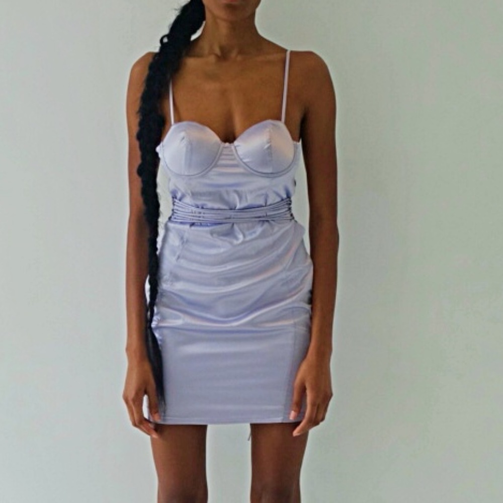 Satin Lavender Mini Dress